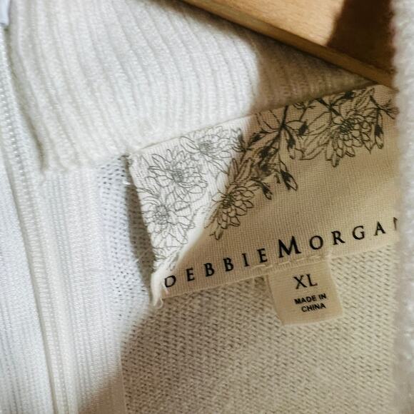 Debbie Morgan Zip Back Mock Neck Sweater Top Knit Casual Cream - XL - Picture 4 of 4